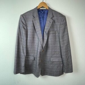 Magee 1866‎ Mens Blazer Jacket Pure New Wool Herringbone Plaid Size 46S